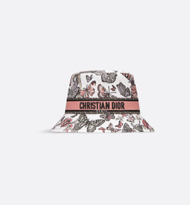 D-Bobby Toile de Jouy Mexico Small Brim Bucket Hat • White Multicolor Embroidery