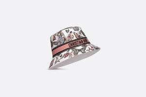 D-Bobby Toile de Jouy Mexico Small Brim Bucket Hat • White Multicolor Embroidery