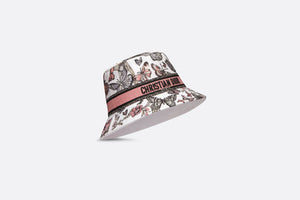 D-Bobby Toile de Jouy Mexico Small Brim Bucket Hat • White Multicolor Embroidery