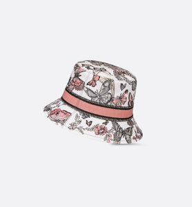 D-Bobby Toile de Jouy Mexico Small Brim Bucket Hat • White Multicolor Embroidery