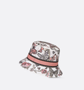 D-Bobby Toile de Jouy Mexico Small Brim Bucket Hat • White Multicolor Embroidery