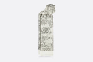 Toile de Jouy Sauvage Scarf • Gray Cashmere and Wool