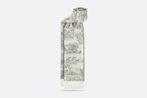 Toile de Jouy Sauvage Scarf • Gray Cashmere and Wool