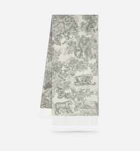 Toile de Jouy Sauvage Scarf • Gray Cashmere and Wool