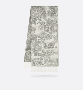 Toile de Jouy Sauvage Scarf • Gray Cashmere and Wool