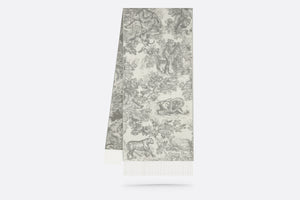 Toile de Jouy Sauvage Scarf • Gray Cashmere and Wool