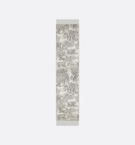 Toile de Jouy Sauvage Scarf • Gray Cashmere and Wool