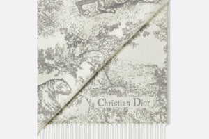 Toile de Jouy Sauvage Scarf • Gray Cashmere and Wool