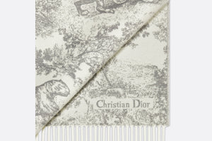 Toile de Jouy Sauvage Scarf • Gray Cashmere and Wool