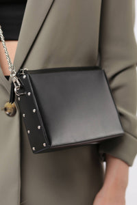 Leather Boxy Studded Bag
