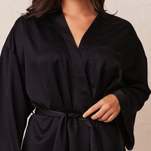 Signature Satin Robe - Black