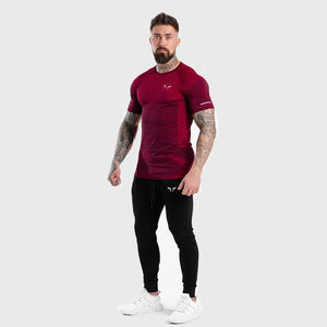 Seamless Dry-Knit Tee - Port Red in Half Sleeves