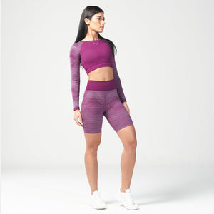 Infinity Stripe Seamless Crop Top - Dark Purple