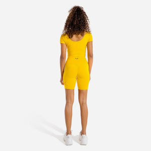 Warrior Crop Tee - Half Sleeves - Yellow