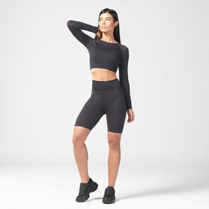 Infinity Stripe Seamless Crop Top - Black