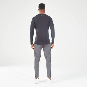 Statement Ribbed Long Sleeves Tee - Black