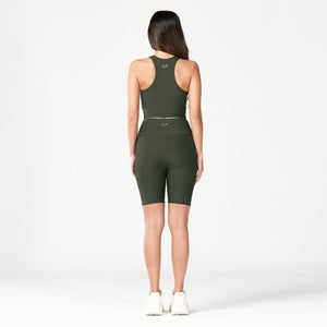 Code Ribbed Crop Tank - Khaki