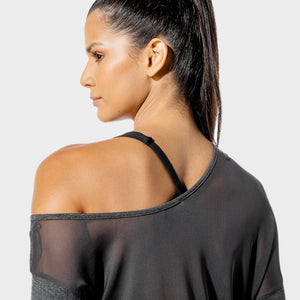 Women's Fitness - Asymmetric Top - Black Marl