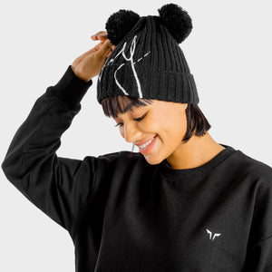 Rebel Pom Pom Beanie - Onyx