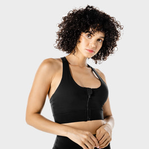 Women's Fitness - Zip Up Sports Bra - Black