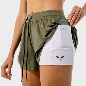 Flux 2-in-1 Shorts - Khaki & White