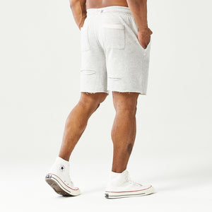 Golden Era Ripped Shorts - Light Grey Marl