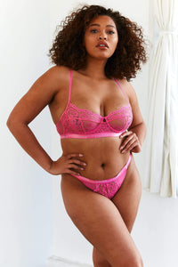 Blossom Balcony Bra (Set) - Hot Pink