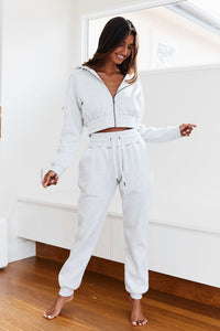 Zip up Scrunchie Hoodie - Ash White