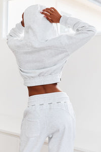 Zip up Scrunchie Hoodie - Ash White
