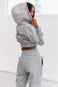Zip up Scrunchie Hoodie - Grey