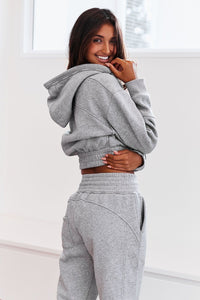 Zip up Scrunchie Hoodie - Grey