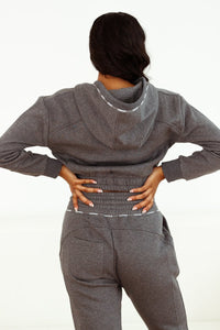 Zip up Scrunchie Hoodie - Charcoal