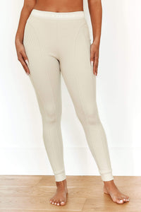 Soft Chic Ribbed Leggings - Oatmeal