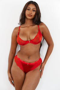 Sustainable Silk Balcony Bra (Set) - Red