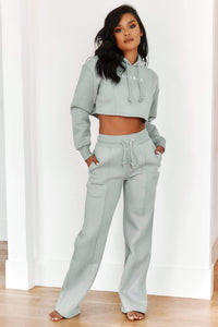 Comfy Cosy Cropped Hoodie - Sage