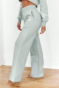 Comfy Cosy Wide Leg Joggers - Sage