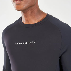 Statement Ribbed Long Sleeves Tee - Black
