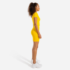 Warrior Crop Tee - Half Sleeves - Yellow
