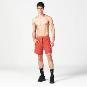 Statement Ribbed Flex Shorts - Paprika