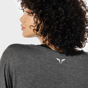 Women's Fitness - Batwing Top - Black Marl