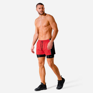 Hybrid 2-in-1 Shorts - Red