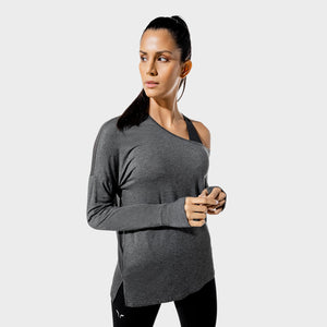 Women's Fitness - Asymmetric Top - Black Marl