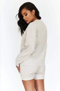 Soft Chic Ribbed Long Sleeve Top - Oatmeal