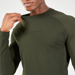 Statement Ribbed Long Sleeves Tee - Kombu Green