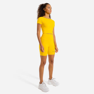 Warrior Crop Tee - Half Sleeves - Yellow