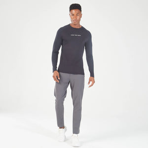 Statement Ribbed Long Sleeves Tee - Black