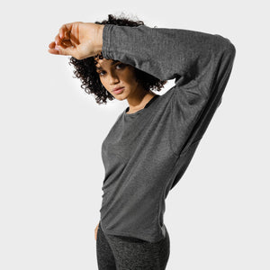 Women's Fitness - Batwing Top - Black Marl
