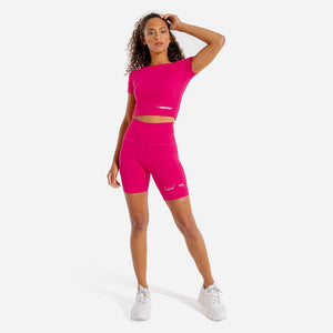 Warrior Crop Tee - Half Sleeves - Magenta