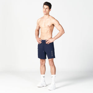 Statement Ribbed Flex Shorts - Navy