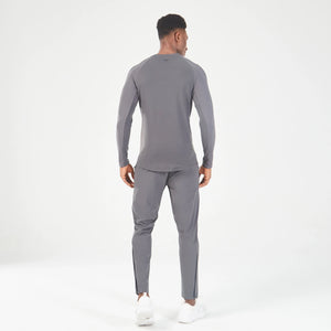 Statement Ribbed Long Sleeves Tee - Asphalt
